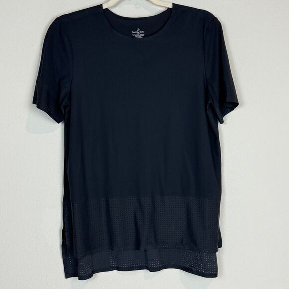 Sweaty Betty Perforated Edge Black Performance Athletic T-shirt S - Picture 1 of 7